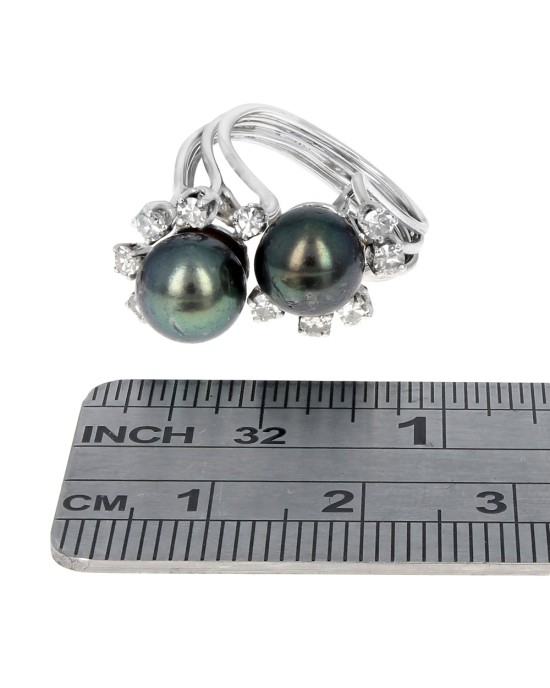 Tahitian Pearl and Diamond Open Wire Ring